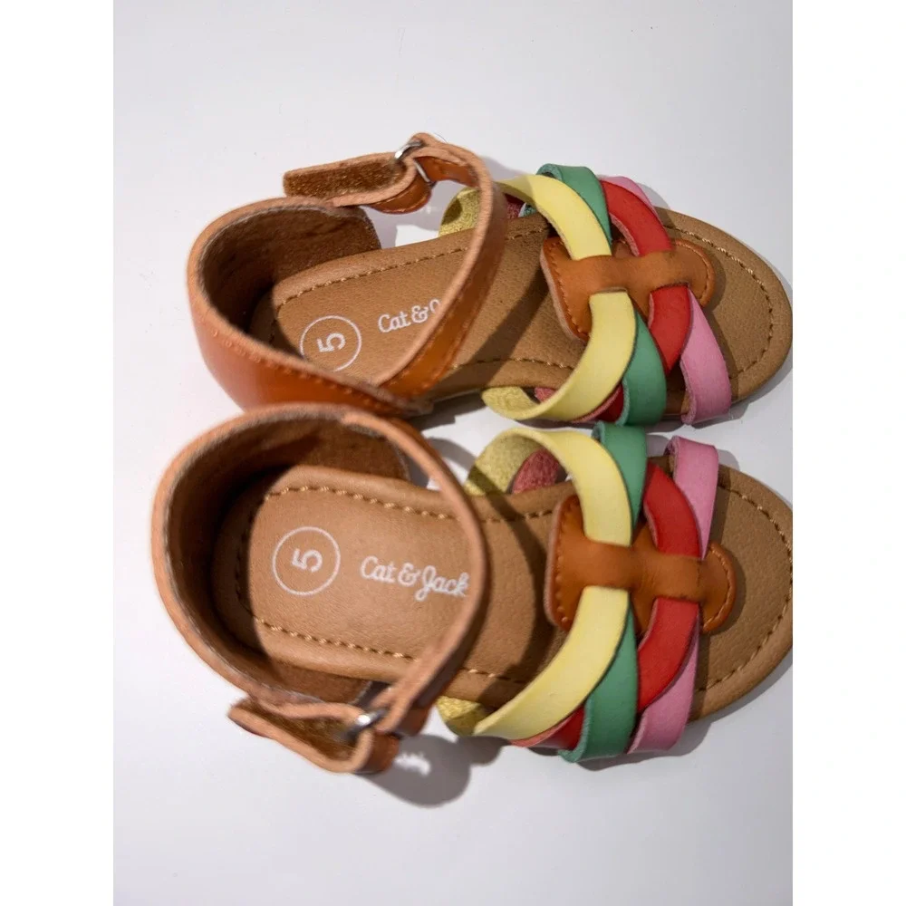 Cat‎ & Jack Girls Size 5 Rainbow Strappy Sandals Boho Summer Fisherman Shoes 363